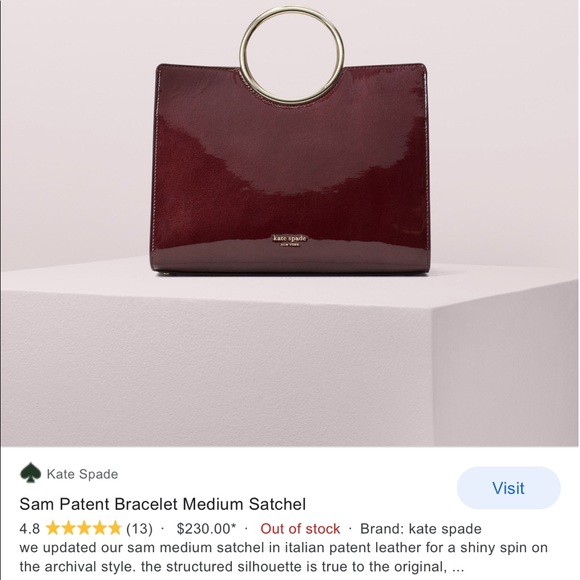 Kate ♠️ Spade Sam Patent Bracelet Medium Satchel! - Picture 8 of 14
